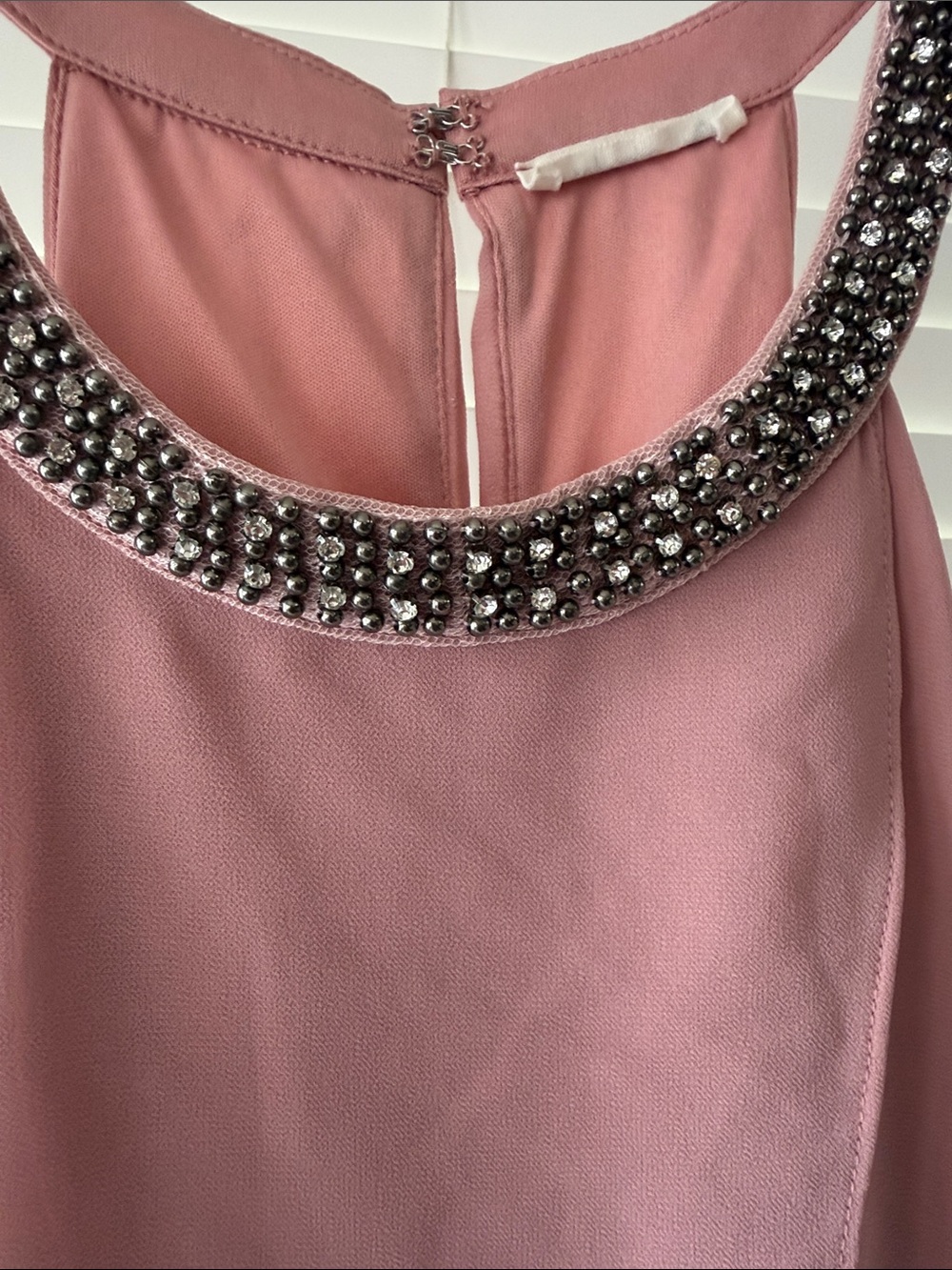Soprano Beaded Neck Mauve Overlay Halter Top - Picture 4 of 4